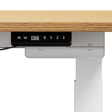 Oikiture 160cm Electric Standing Desk with Drawer Adjustable White Oak - Low Angle