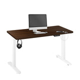 Oikiture Sit-Stand Desk Height Adjustable Desk White&Walnut