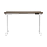 Oikiture Sit-Stand Desk Height Adjustable Desk White&Walnut