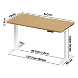 Oikiture Standing Desk Wireless Charging Dual Motor 140CM White&Oak - Rear View