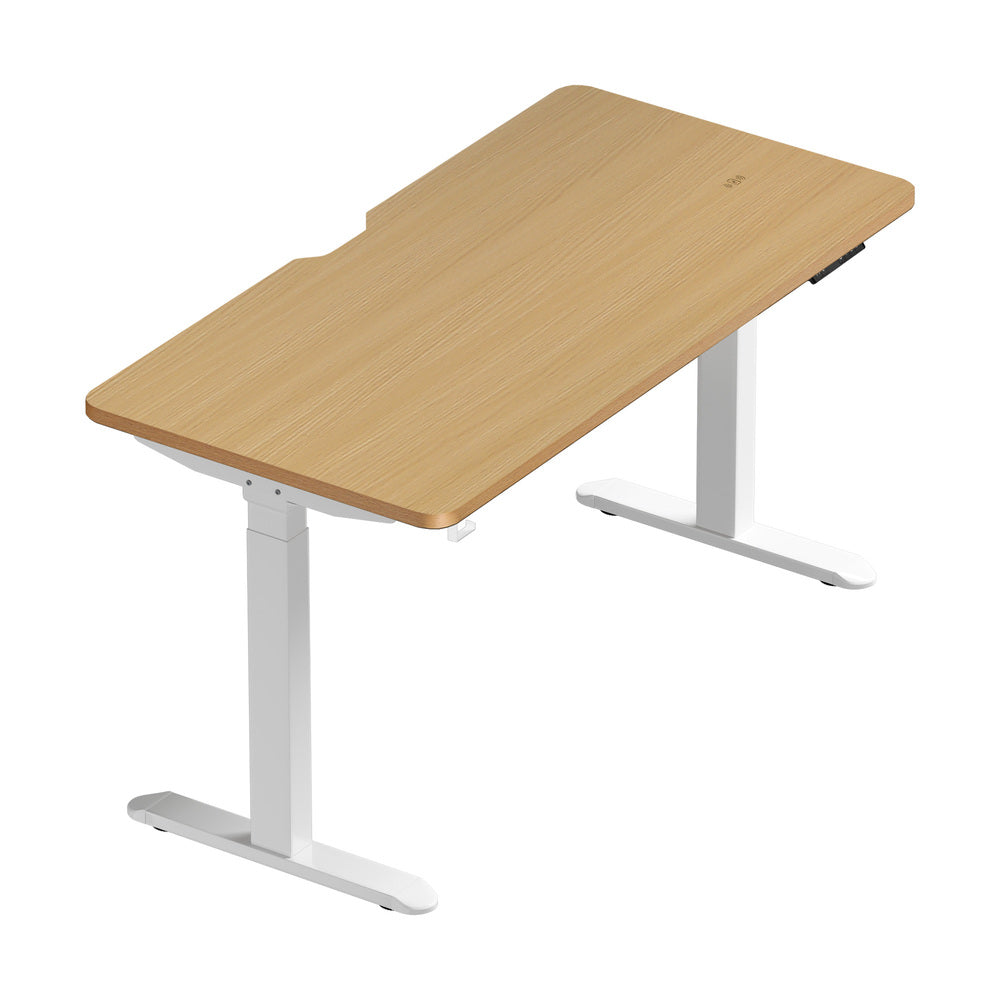 Oikiture Standing Desk Wireless Charging Dual Motor 140CM White&Oak