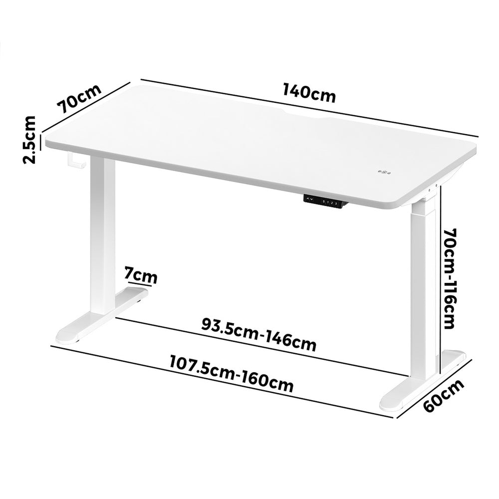 Oikiture Standing Desk Wireless Charging Dual Motor 140CM White