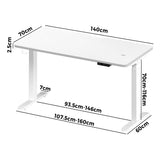 Oikiture Standing Desk Wireless Charging Dual Motor 140CM White - Side View
