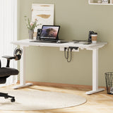 Oikiture Standing Desk Wireless Charging Dual Motor 140CM White - Rear View