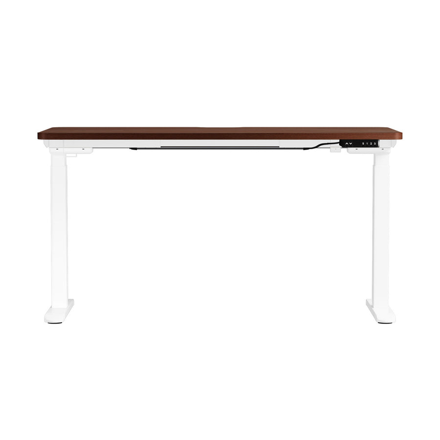 Oikiture Standing Desk Charging Dual Motor 140cm White & Walnut
