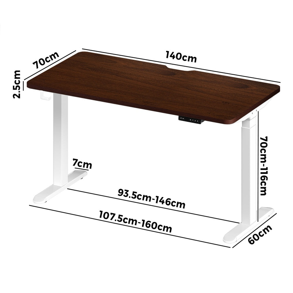 Oikiture Standing Desk Wireless Charging Dual Motor 140CM White&Walnut