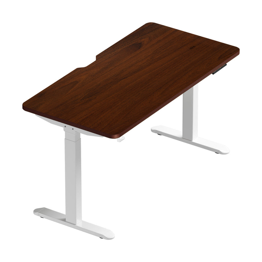 Oikiture Standing Desk Charging Dual Motor 140cm White & Walnut