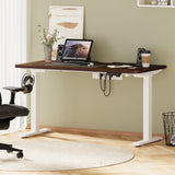 Oikiture Standing Desk Wireless Charging Dual Motor 140CM White&Walnut - Top-Down View