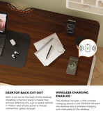 Oikiture Standing Desk Charging Dual Motor 140cm White & Walnut
