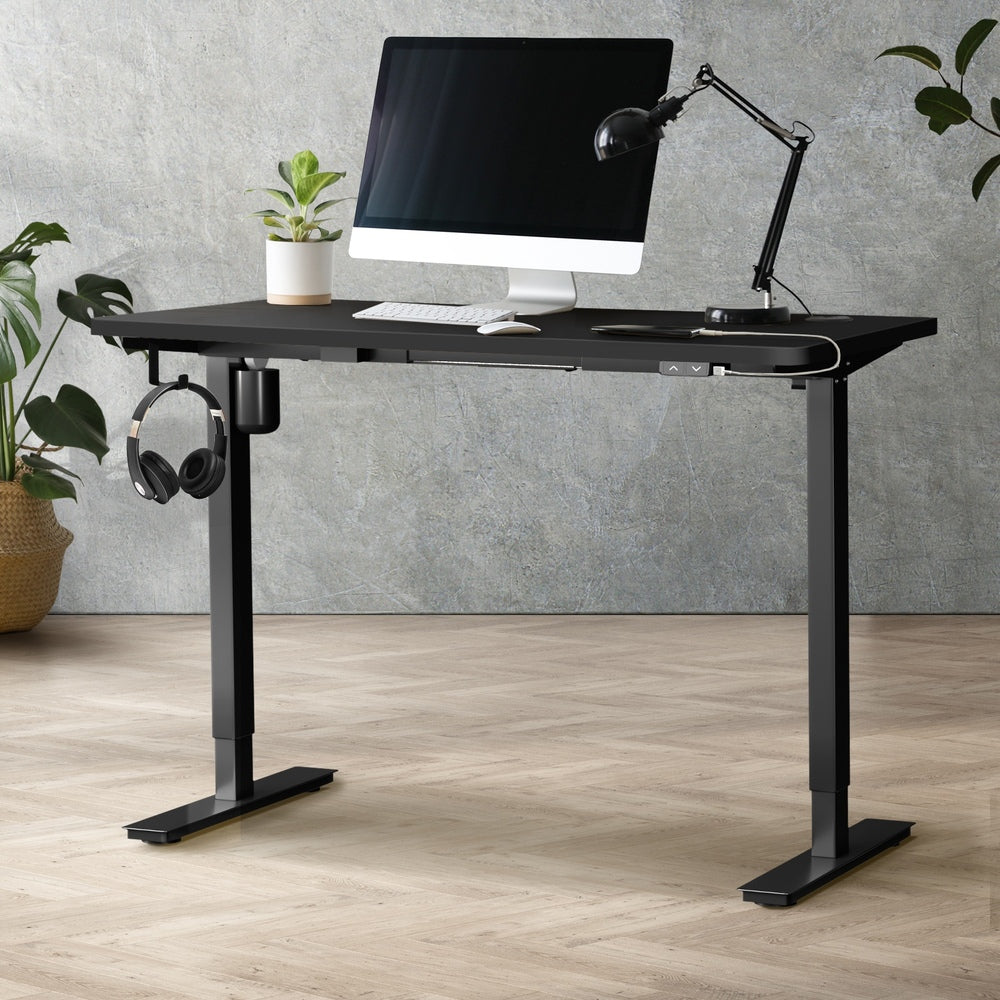 Oikiture Electric Standing Desk Single Motor Black 120cm