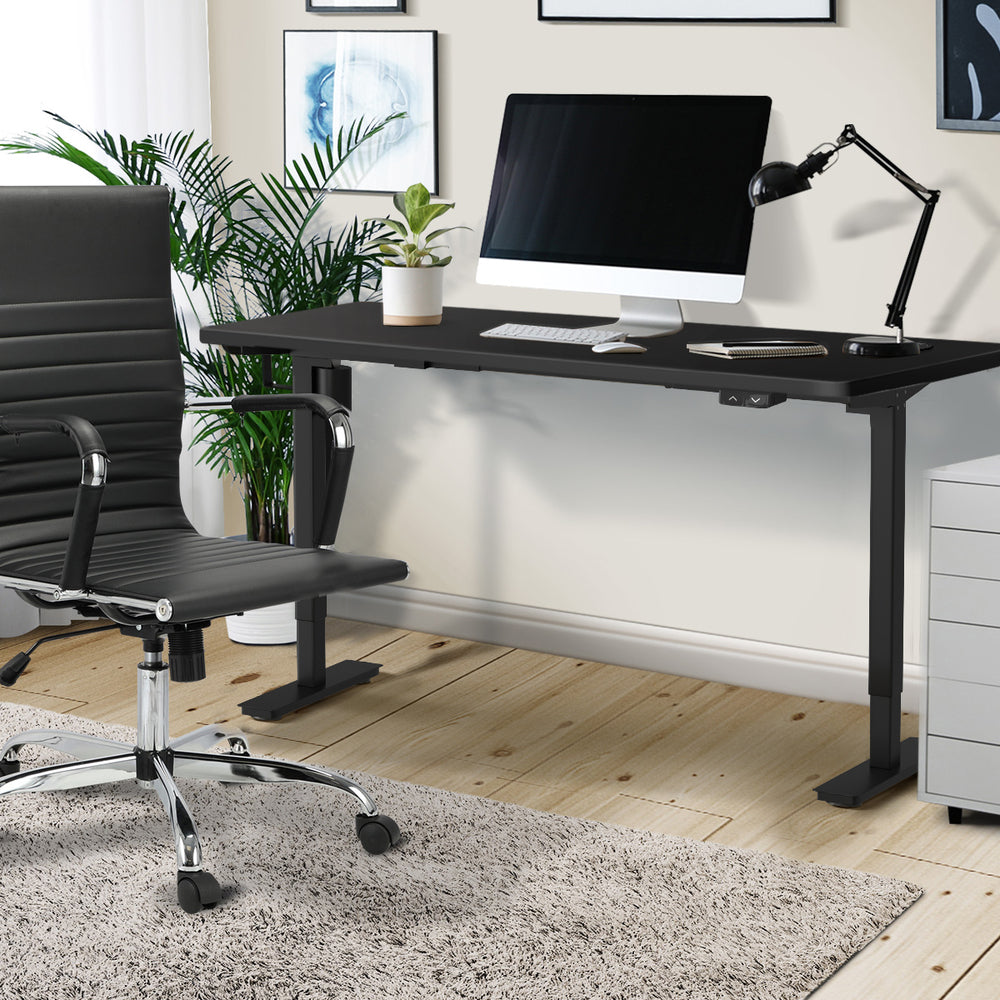 Oikiture Electric Standing Desk Single Motor Black 120cm