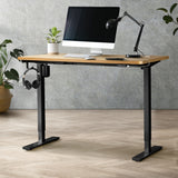 Oikiture Electric Standing Desk Single Motor Black&Oak 120cm