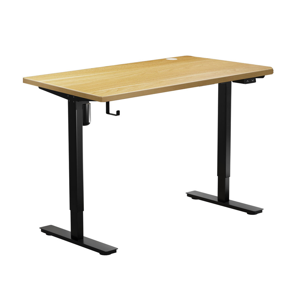 Oikiture Electric Standing Desk Single Motor Black&Oak 120cm