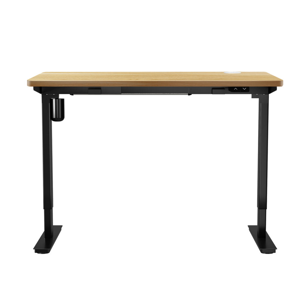 Oikiture Electric Standing Desk Single Motor Black&Oak 120cm