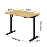 Oikiture Electric Standing Desk Single Motor Black&Oak 120cm