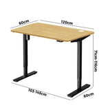 Oikiture Electric Standing Desk Single Motor Black&Oak 120cm - 45-Degree Angle