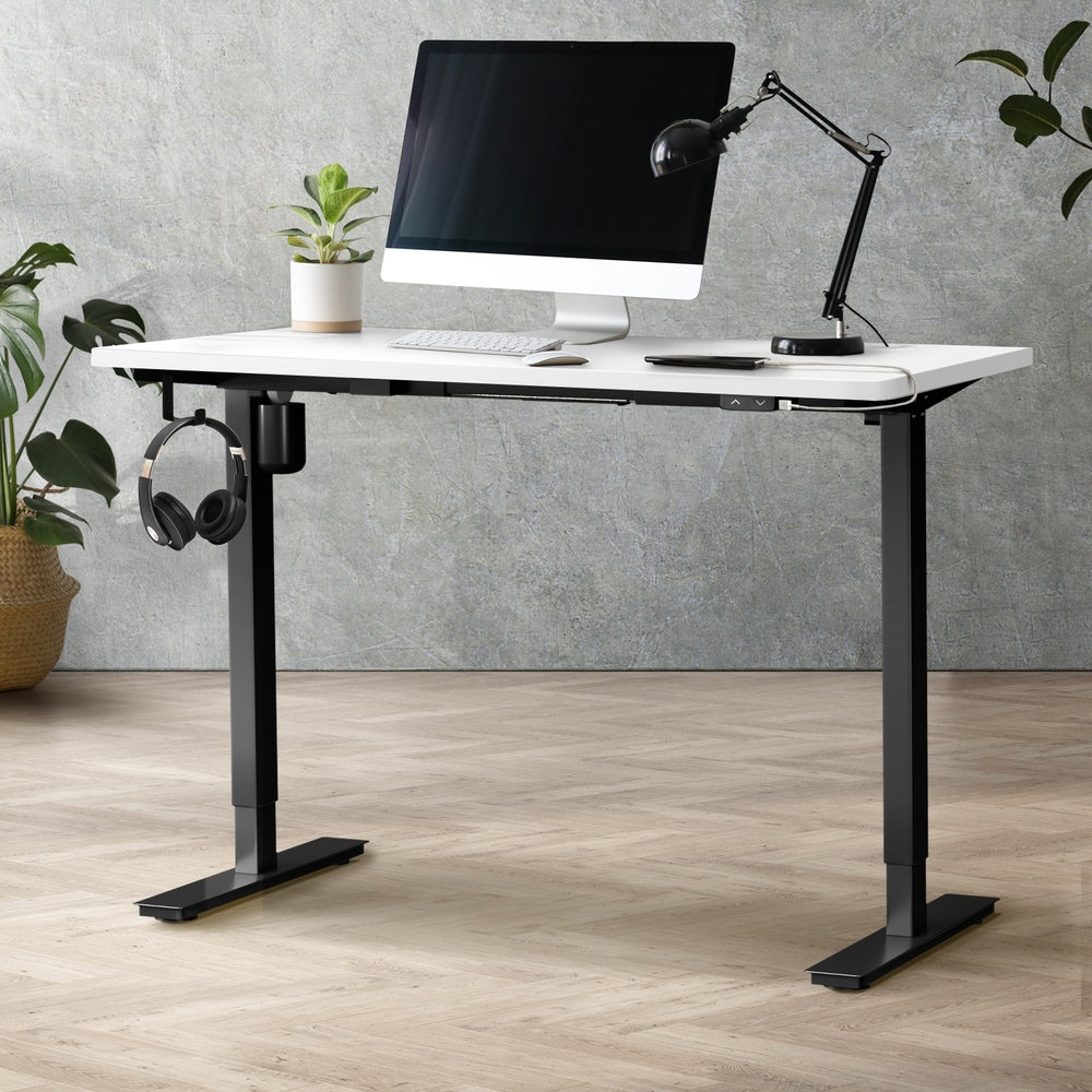 Oikiture Electric Standing Desk Single Motor Black&White 120cm