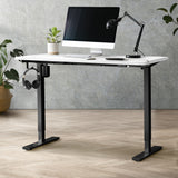 Oikiture Electric Standing Desk Single Motor Black&White 120cm - Rear View