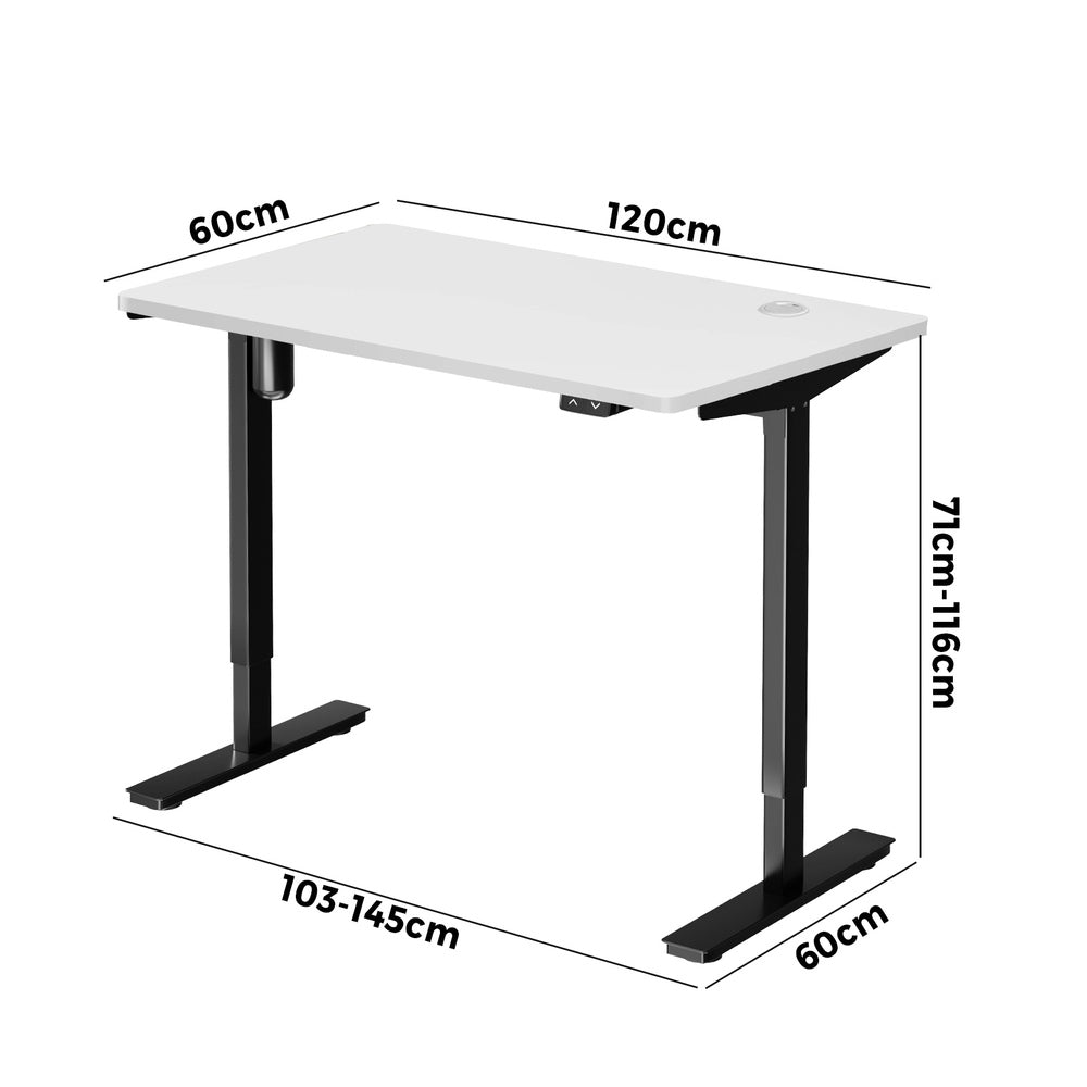 Oikiture Electric Standing Desk Single Motor Black&White 120cm