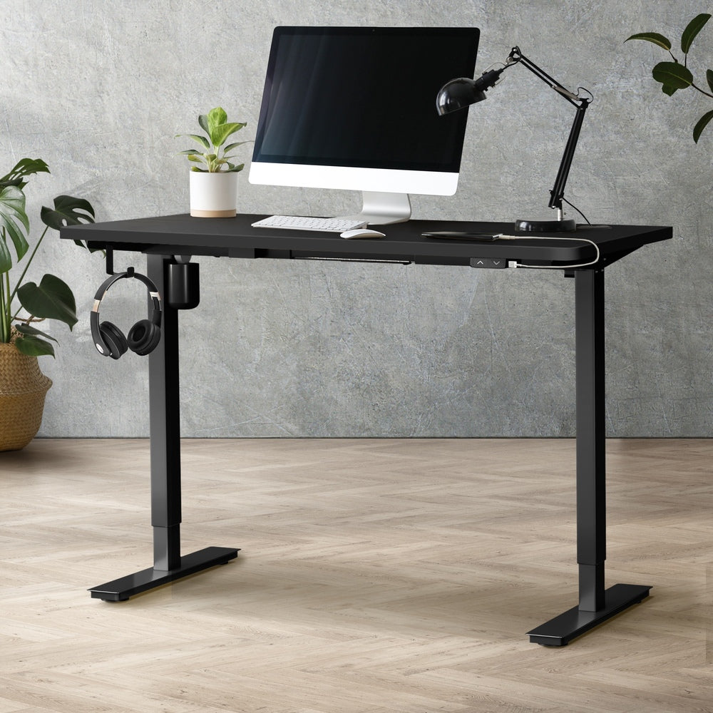 Oikiture Electric Standing Desk Single Motor 140cm Black