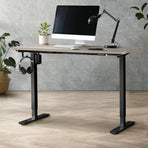 Oikiture 140CM Electric Standing Desk Adjustable Black&Grey-Oak, Electric