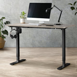Oikiture 140CM Electric Standing Desk Adjustable Black&Grey-Oak - Side View