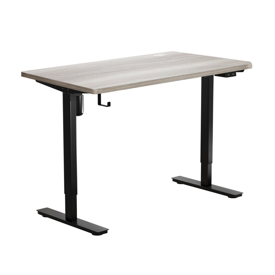 Oikiture 140CM Electric Standing Desk Adjustable Black&Grey-Oak