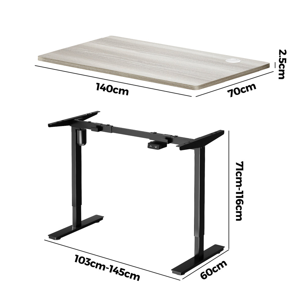 Oikiture 140CM Electric Standing Desk Adjustable Black&Grey-Oak