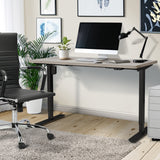 Oikiture 140CM Electric Standing Desk Adjustable Black&Grey-Oak - 45-Degree Angle