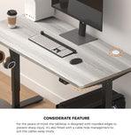 Oikiture 140CM Electric Standing Desk Adjustable Black&Grey-Oak, Adjustable