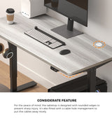 Oikiture 140CM Electric Standing Desk Adjustable Black&Grey-Oak - Front View
