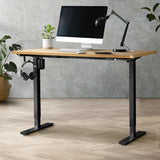 Oikiture Electric Standing Desk Single Motor Black&Oak 140CM