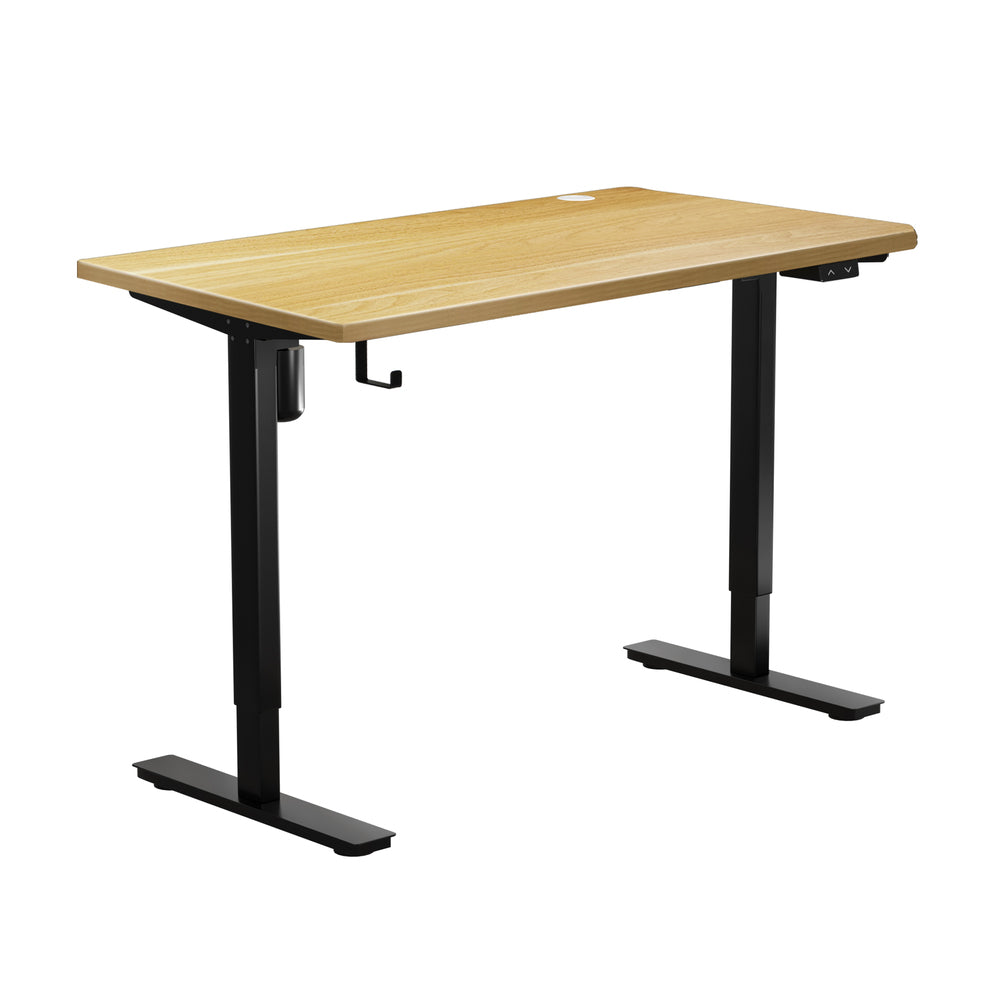 Oikiture Electric Standing Desk Single Motor Black&Oak 140CM