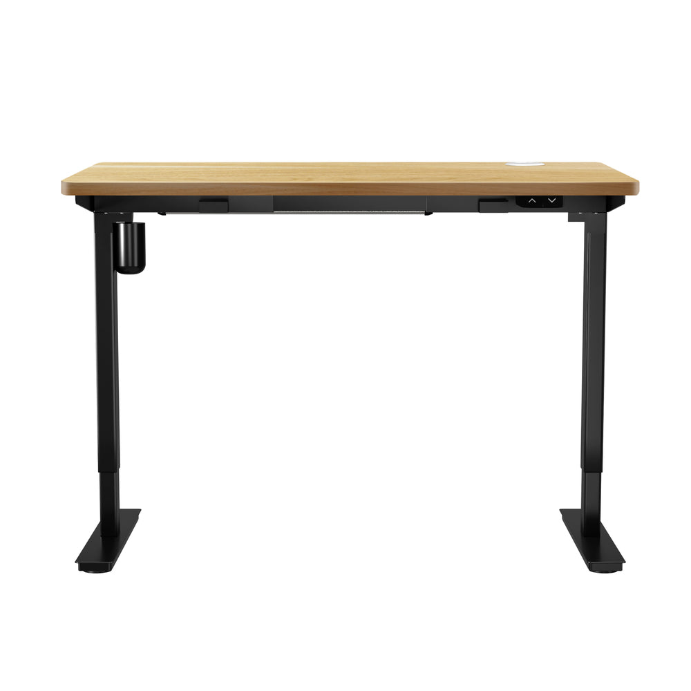 Oikiture Electric Standing Desk Single Motor Black&Oak 140CM