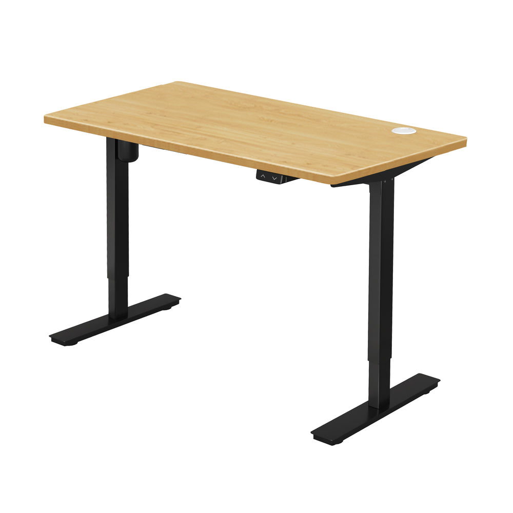 Oikiture Electric Standing Desk Single Motor Black&Oak 140CM