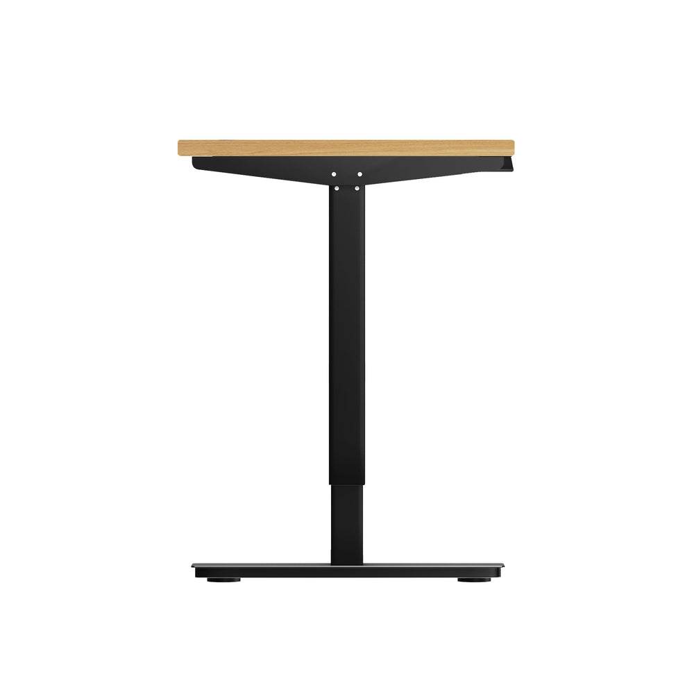Oikiture Electric Standing Desk Single Motor Black&Oak 140CM