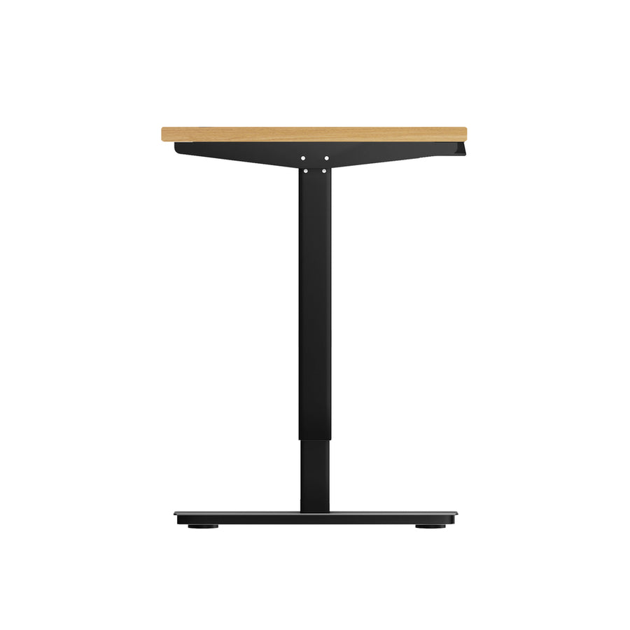 Oikiture Electric Standing Desk Single Motor Black & Oak 140cm