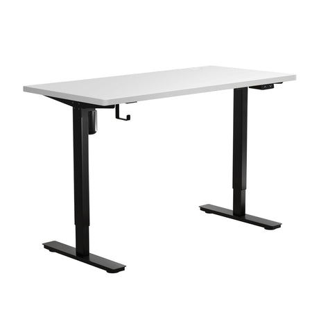 Oikiture Electric Standing Desk Single Motor Black & White 140cm