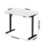 Oikiture Electric Standing Desk Single Motor Black & White 140cm