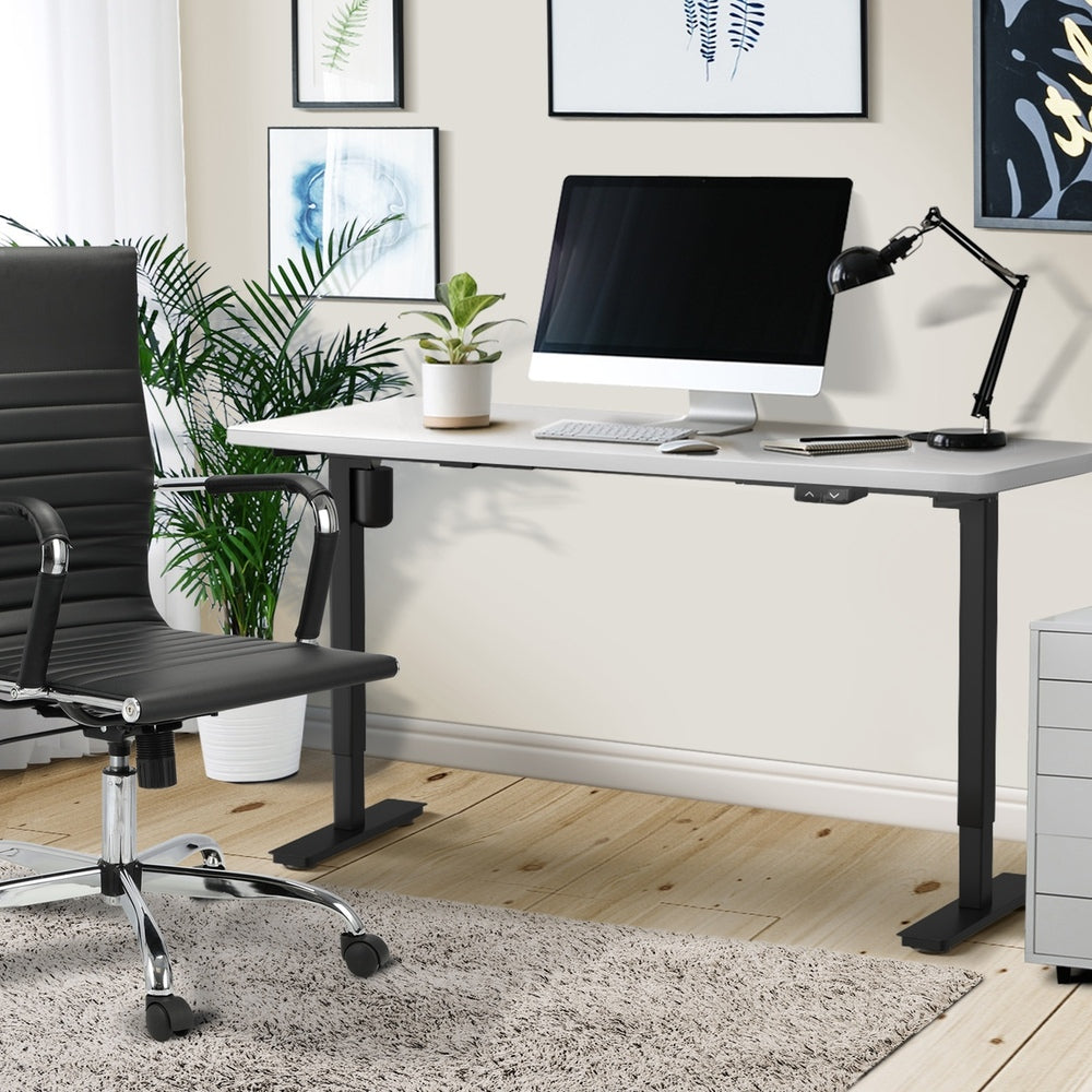 Oikiture Electric Standing Desk Single Motor Black&White 140CM
