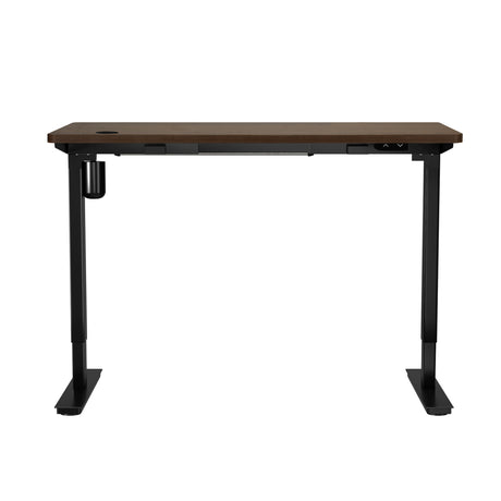 Oikiture Electric Standing Desk Single Motor Black & Walnut 140cm