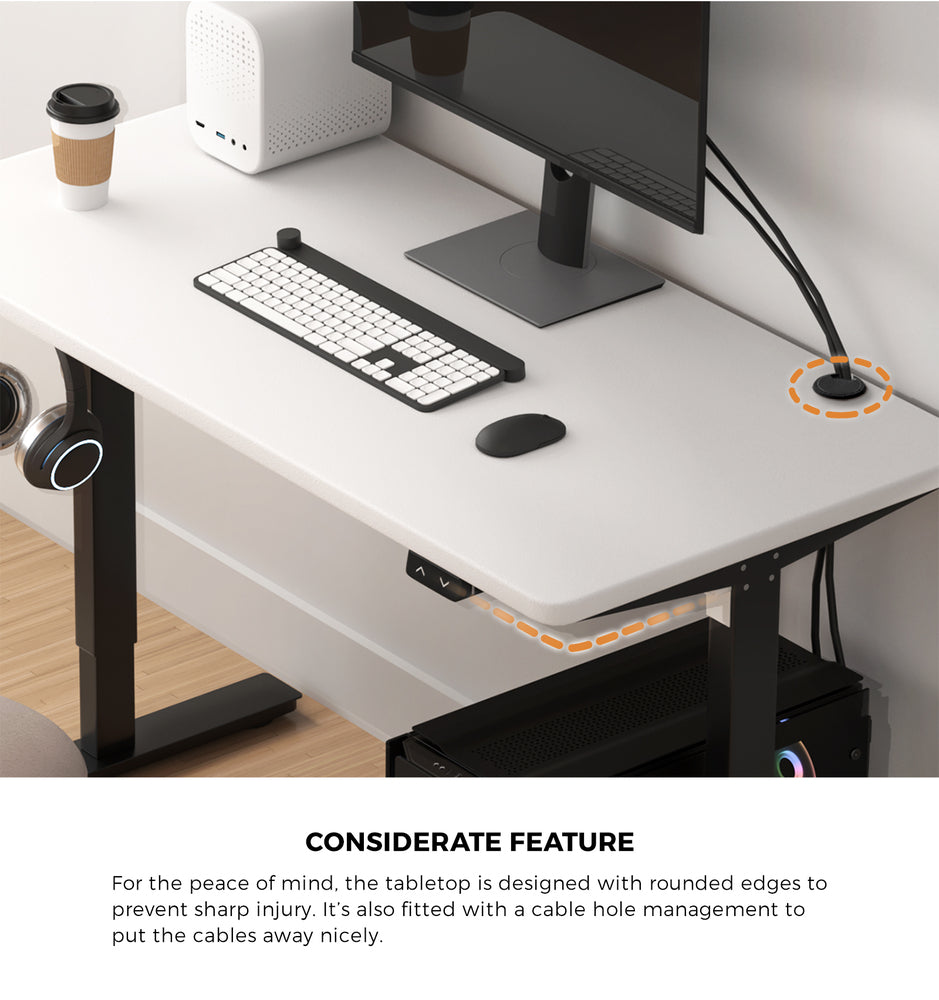 Oikiture Electric Standing Desk Single Motor Black&White 150cm