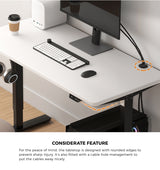Oikiture Electric Standing Desk Single Motor Black&White 150cm - Close-Up Angle