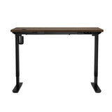 Oikiture Electric Standing Desk Single Motor Black&Walnut 150cm - Side View