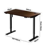 Oikiture Electric Standing Desk Single Motor Black&Walnut 150cm