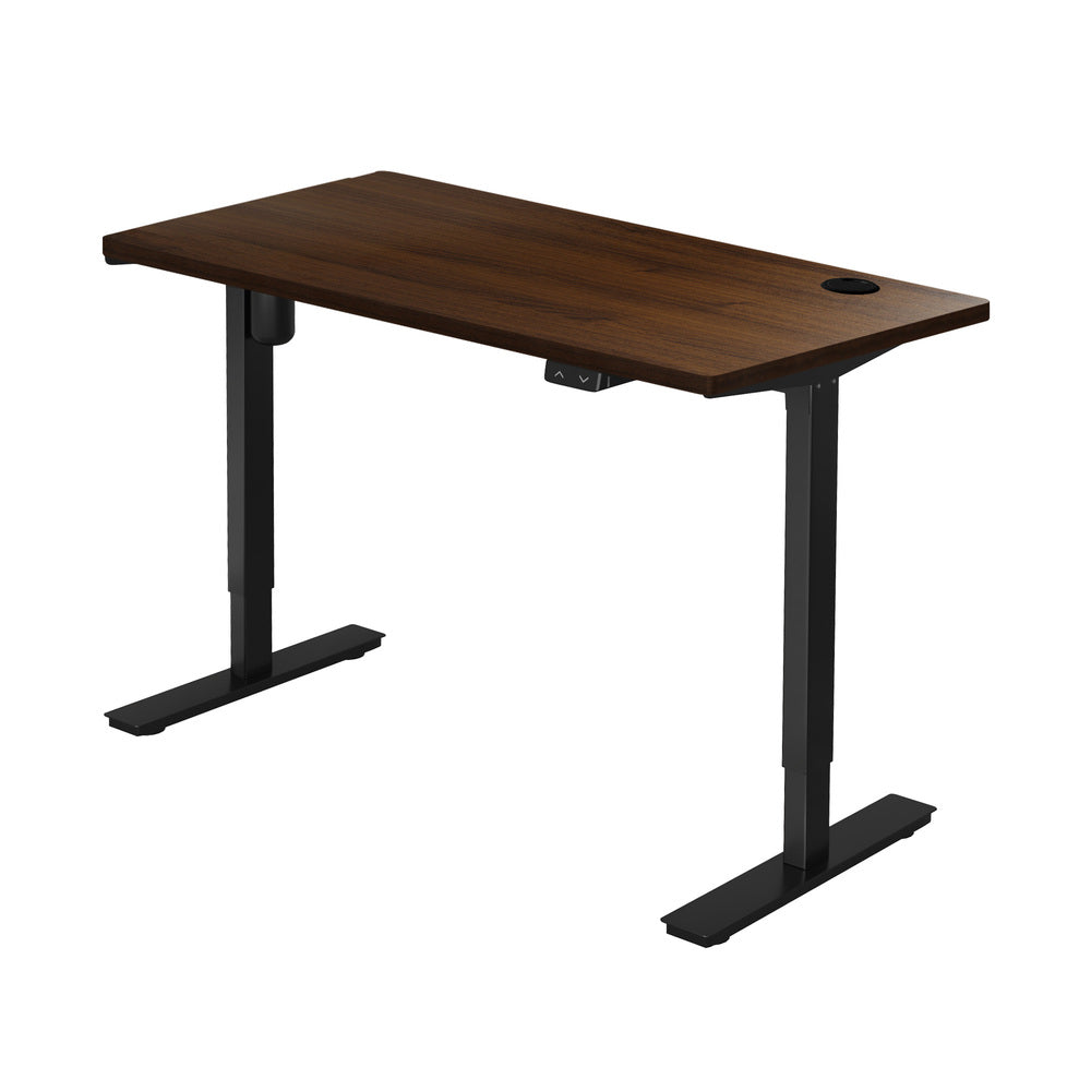 Oikiture Electric Standing Desk Single Motor Black&Walnut 150cm