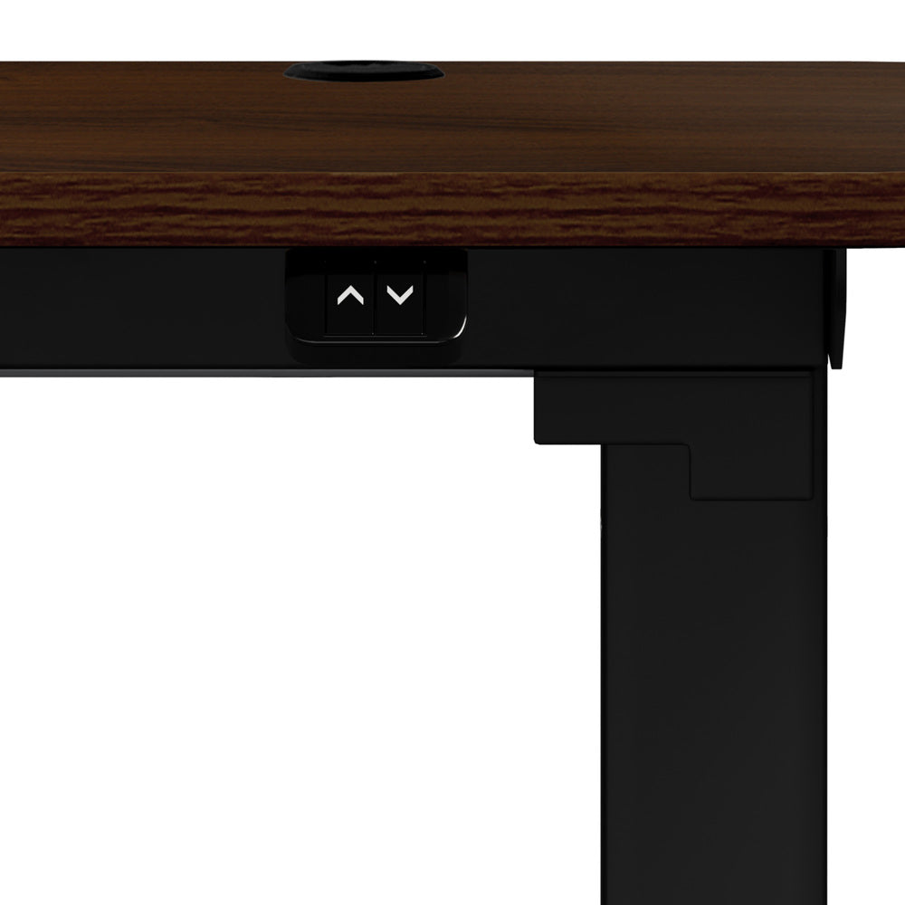 Oikiture 150cm Electric Standing Desk with Drawer Adjustable Black & Walnut