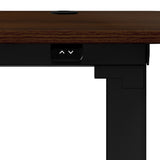 Oikiture 150cm Electric Standing Desk with Drawer Adjustable Black & Walnut - Low Angle