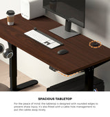 Oikiture 150cm Electric Standing Desk with Drawer Adjustable Black & Walnut - Extra Image