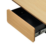 Oikiture 150cm Electric Standing Desk w/ Drawer Adjustable White Oak - Close-Up Angle
